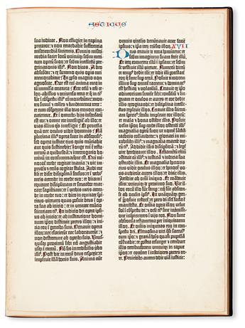 INCUNABULA  BIBLE IN LATIN.  Single leaf from a paper copy of the Gutenberg Bible, with text of Ecclesiasticus 16:14-18:29.  1455